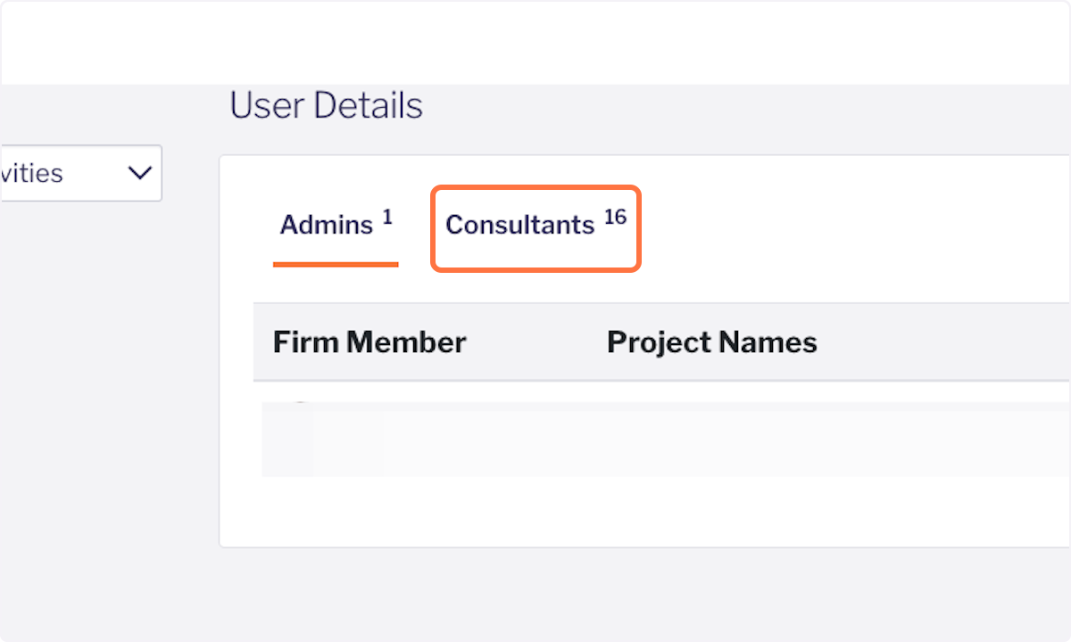 Then select either Consultants or Admins to view each member list